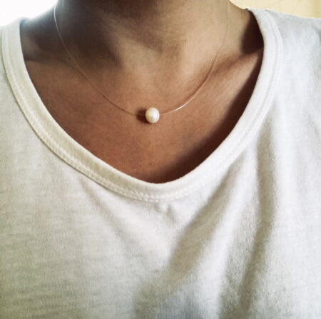 Colgante Invisible con perla plata 925