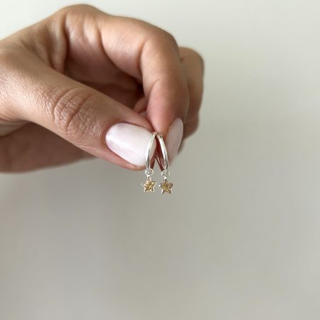 Aritos cubic ambar estrellas plata 925