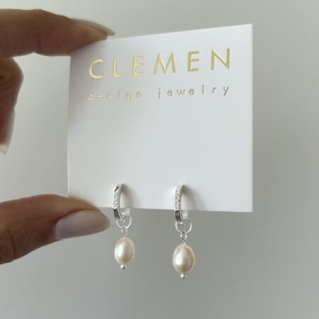 Aros circonias y perla plata 925