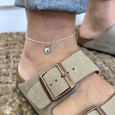 Tobillera ojito turco plata 925