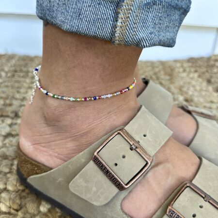 Tobillera cristalitos Formentera plata 925