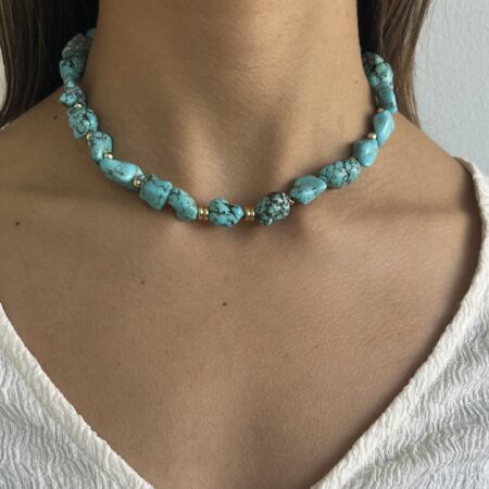 Colgante piedras naturales y baño de oro 18 k