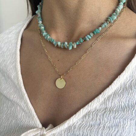 Colgante piedras naturales y baño de oro 18 k