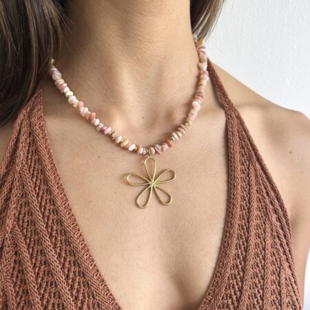 Colgante piedras naturales y baño de oro 18 k