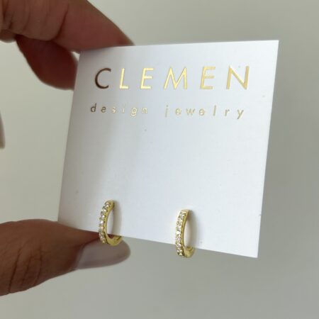 Aros huggies cubic ovalados S plata 925 y baño de oro 18 k