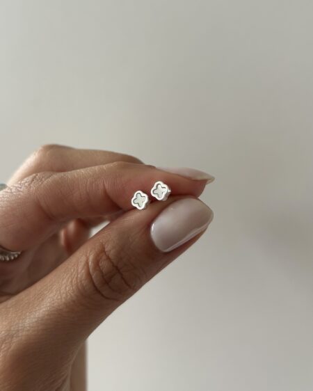 Caravanas trébol nácar plata 925