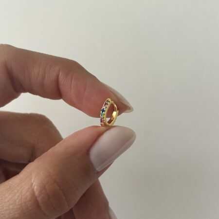 Mini arito cubic colores plata 925 y baño de oro 18 k