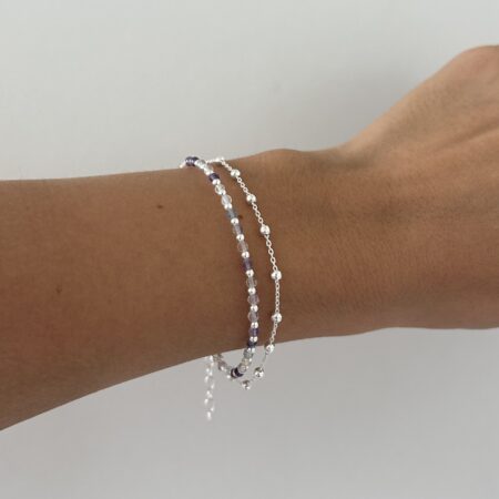 Pulsera doble piedra fluorita plata 925