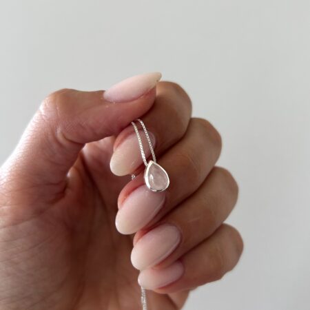 Colgante dije gota cuarzo rosa plata 925