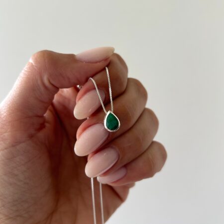 Colgante dije gota esmeralda plata 925