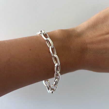 Pulsera rolo ovalada cierre marinero plata 925