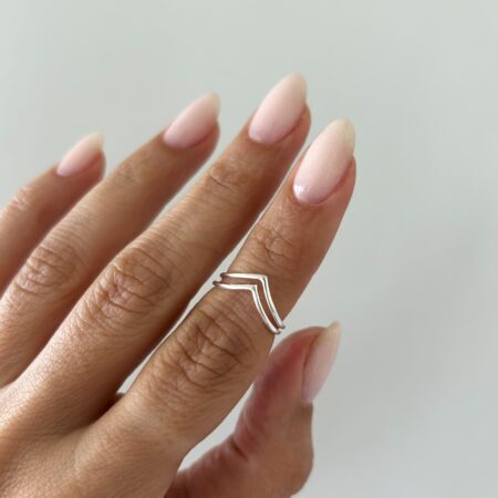 Anillo midi doble en V plata 925