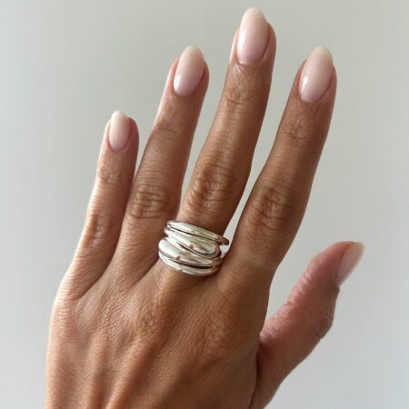 Anillo chunky curvas plata 925