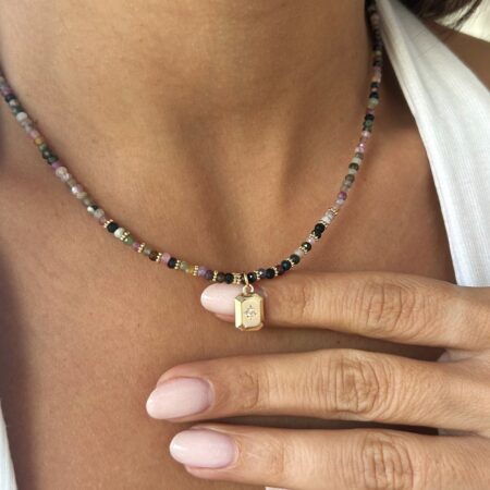 Collar piedra turmalina y baño de oro 18 k