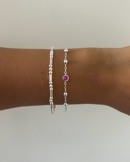 Pulsera circonia y bolitas plata 925