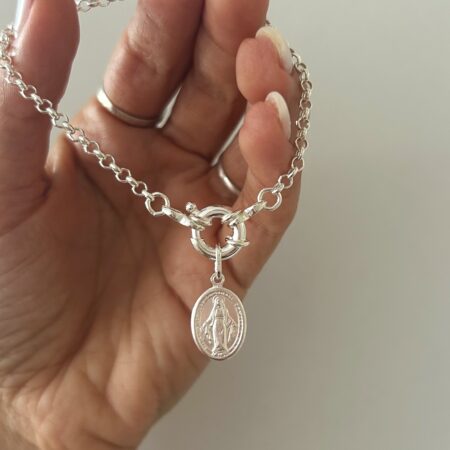 Pulsera rolito cierre marinero virgen Milagrosa plata 925