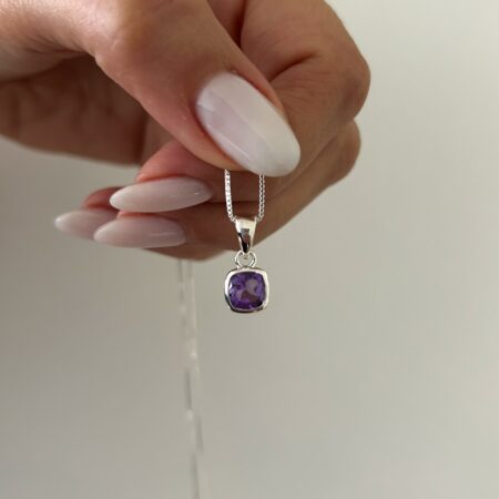 Colgante dije cuadrado amatista plata 925