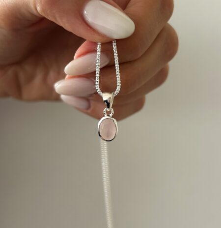Colgante ovalado cuarzo rosa plata 925