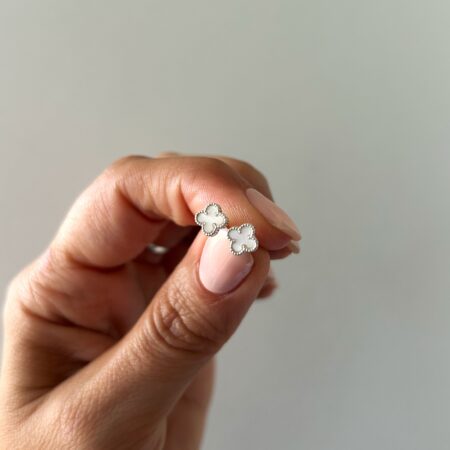 Caravanas trébol nácar plata 925