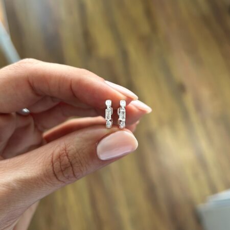 Aros huggies cristal plata 925