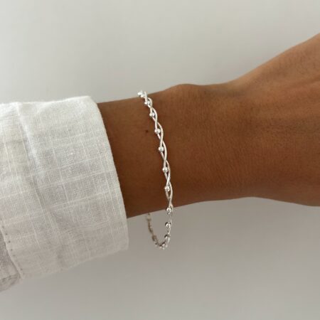 Pulsera trenza y bolitas plata 925