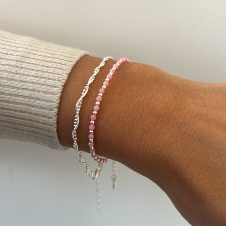 Pulsera piedra ópalo rosa plata 925