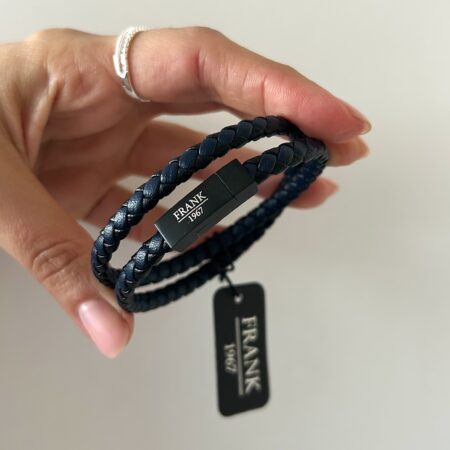 Pulsera Frank doble cuero azul